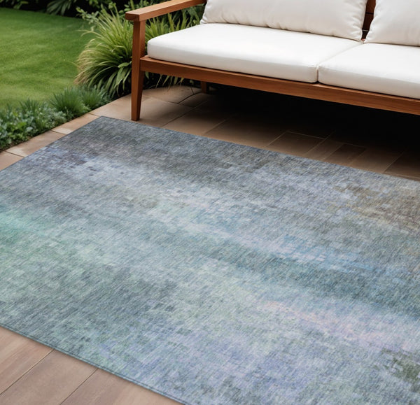 HomeRoots 10' Modern Abstract Aqua & Lavender Area Rug - Washable, Stain-Resistant for Indoor/Outdoor Use! 639940