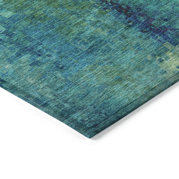 HomeRoots 5' Vibrant Teal Blue and Green Abstract Washable Area Rug for Indoor/Outdoor Living Spaces 639942