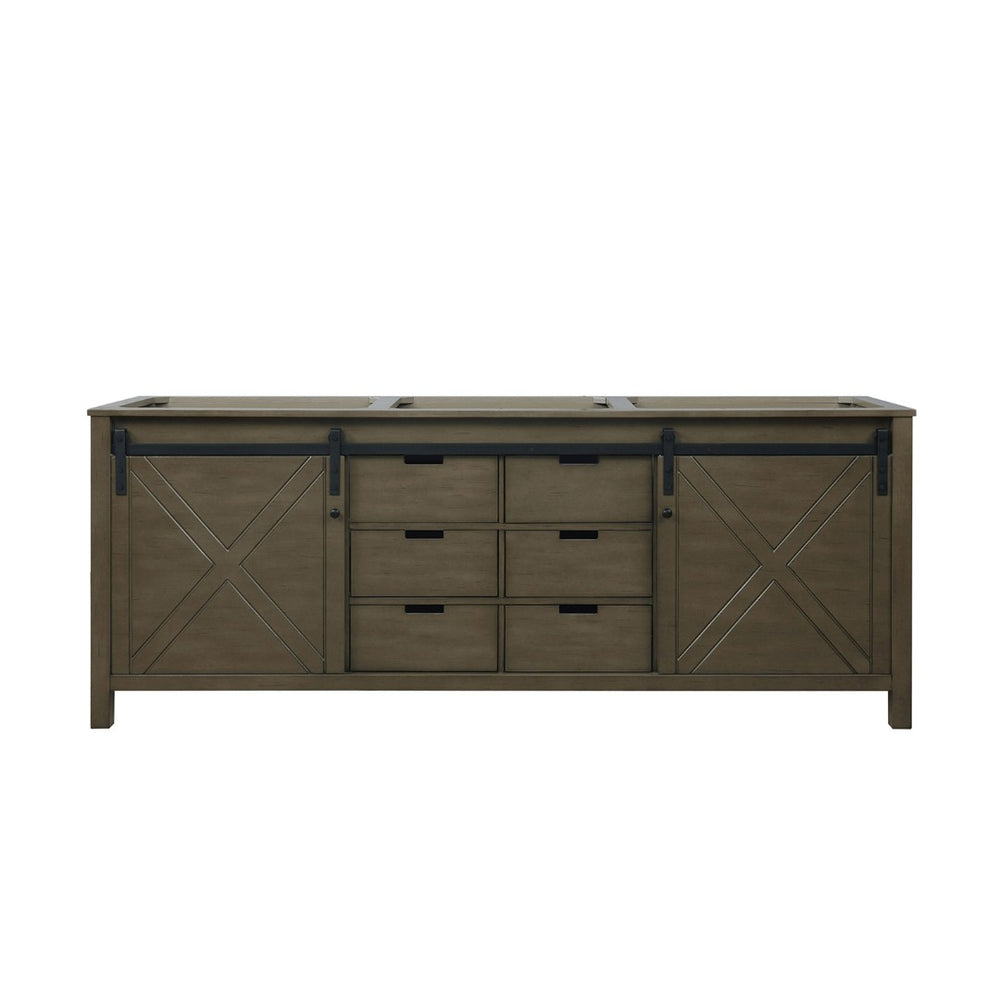 English Elm Rustic Double Bath Vanity 84 In. W - Elegant Brown Wood With Ample Storage & Soft-Close Drawers B2731P260096-GIGA