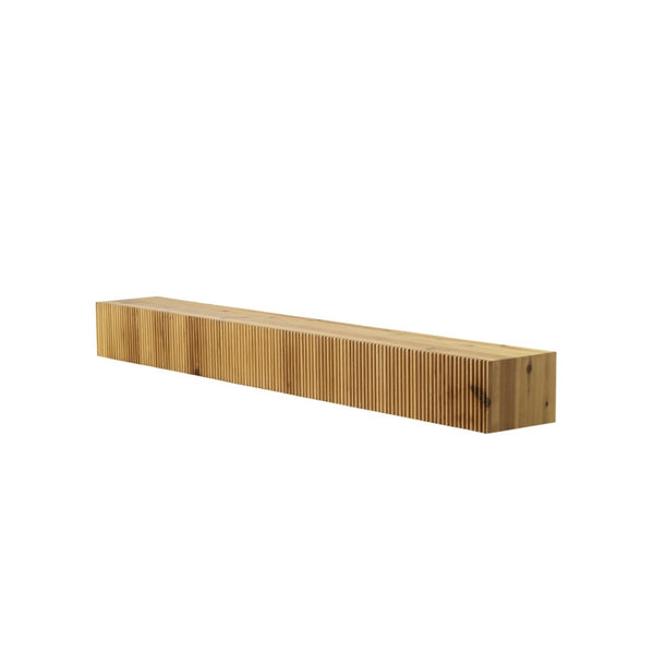 HomeRoots 59" Solid Wood Floating Mantel Shelf with Ribbed Texture - Rustic, Versatile, and Durable Design 639948