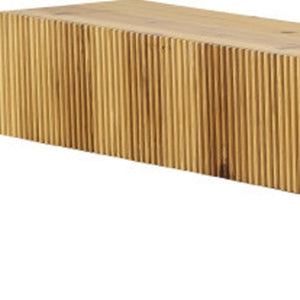 HomeRoots 59" Solid Wood Floating Mantel Shelf with Ribbed Texture - Rustic, Versatile, and Durable Design 639948