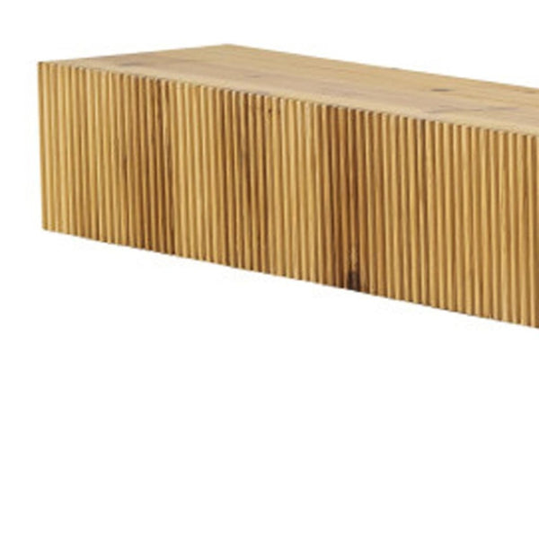 HomeRoots 59" Solid Wood Floating Mantel Shelf with Ribbed Texture - Rustic, Versatile, and Durable Design 639948