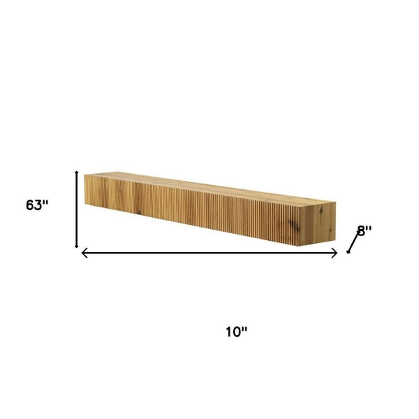 HomeRoots 59" Solid Wood Floating Mantel Shelf with Ribbed Texture - Rustic, Versatile, and Durable Design 639948