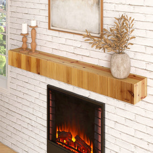 HomeRoots 59" Solid Wood Floating Mantel Shelf with Ribbed Texture - Rustic, Versatile, and Durable Design 639948