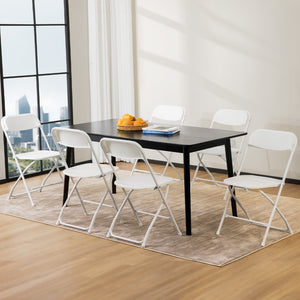 HomeRoots Set of Four Versatile White Metal Folding Dining Chairs for Indoor & Outdoor Gatherings & Events 639951