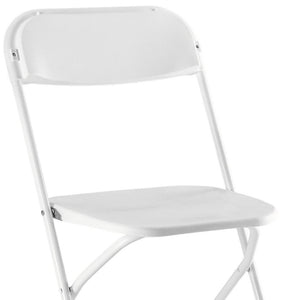 HomeRoots Set of Four Versatile White Metal Folding Dining Chairs for Indoor & Outdoor Gatherings & Events 639951