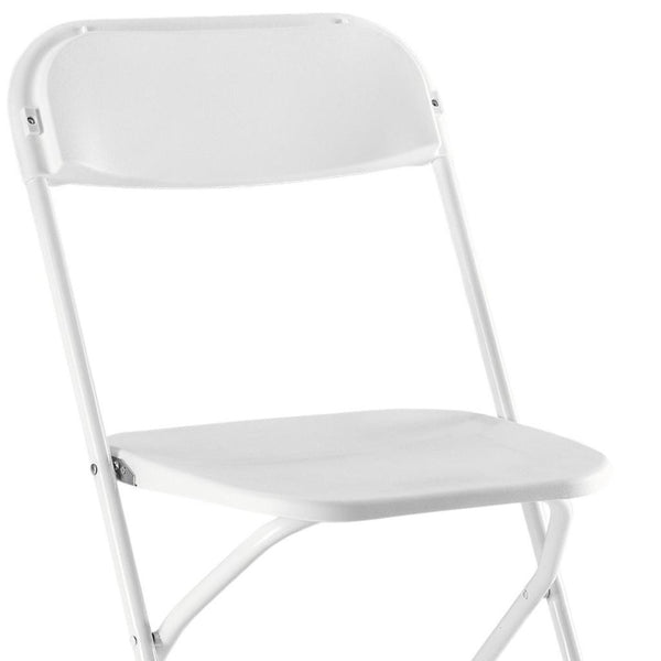 HomeRoots Set of Four Versatile White Metal Folding Dining Chairs for Indoor & Outdoor Gatherings & Events 639951
