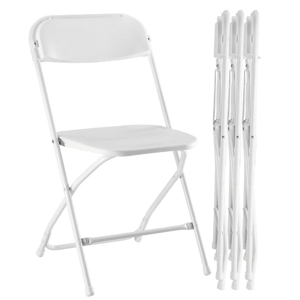 HomeRoots Set of Four Versatile White Metal Folding Dining Chairs for Indoor & Outdoor Gatherings & Events 639951