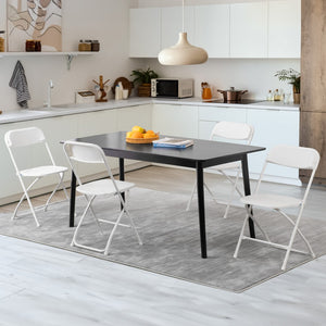 HomeRoots Set of Four Versatile White Metal Folding Dining Chairs for Indoor & Outdoor Gatherings & Events 639951
