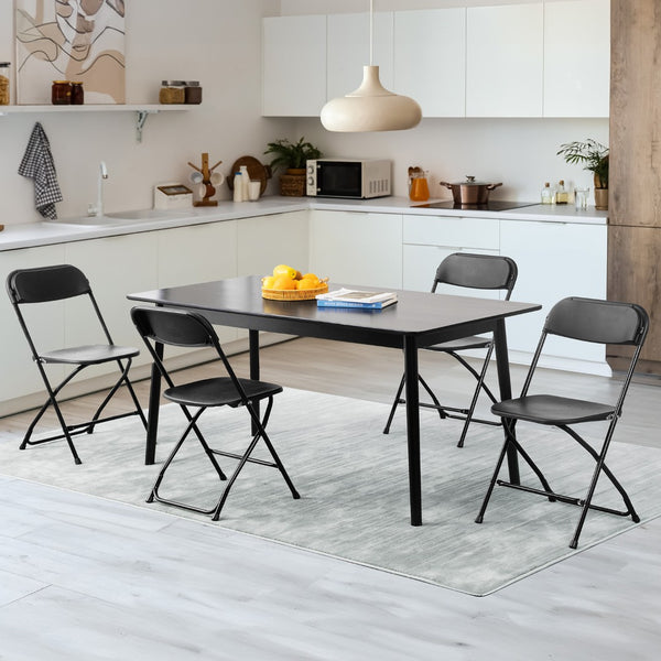 HomeRoots Set of Four Black Metal Folding Dining Chairs - Stylish, Durable, Space-Saving for Indoor or Outdoor Use 639952