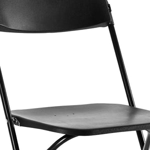 HomeRoots Set of Four Black Metal Folding Dining Chairs - Stylish, Durable, Space-Saving for Indoor or Outdoor Use 639952