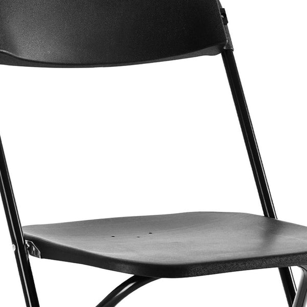 HomeRoots Set of Four Black Metal Folding Dining Chairs - Stylish, Durable, Space-Saving for Indoor or Outdoor Use 639952