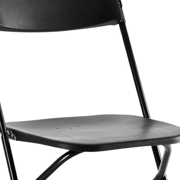 HomeRoots Set of Four Black Metal Folding Dining Chairs - Stylish, Durable, Space-Saving for Indoor or Outdoor Use 639952