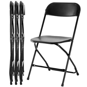 HomeRoots Set of Four Black Metal Folding Dining Chairs - Stylish, Durable, Space-Saving for Indoor or Outdoor Use 639952