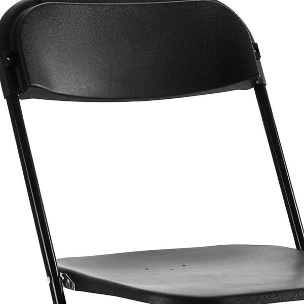 HomeRoots Set of Six Versatile Black Metal Folding Dining Chairs - Space-Saving, Comfortable & Portable Design 639953