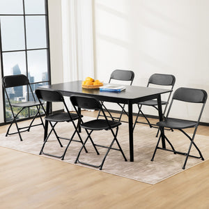 HomeRoots Set of Six Versatile Black Metal Folding Dining Chairs - Space-Saving, Comfortable & Portable Design 639953