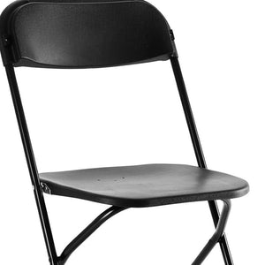 HomeRoots Set of Six Versatile Black Metal Folding Dining Chairs - Space-Saving, Comfortable & Portable Design 639953