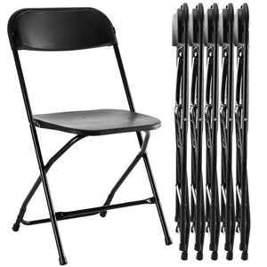 HomeRoots Set of Six Versatile Black Metal Folding Dining Chairs - Space-Saving, Comfortable & Portable Design 639953
