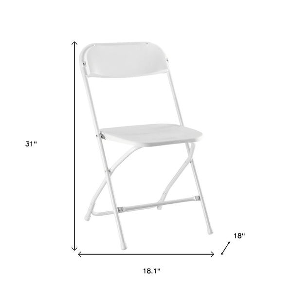 HomeRoots Set of Six Stylish White Metal Folding Dining Chairs for Indoor and Outdoor Events, Space-Saving Design 639954