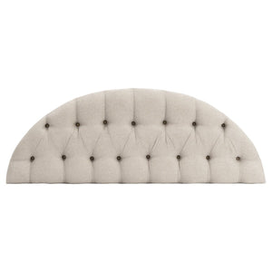 HomeRoots 55" Elegant Beige Tufted Linen Half Circle Bench with Distressed White Wood Base for Any Space 639957