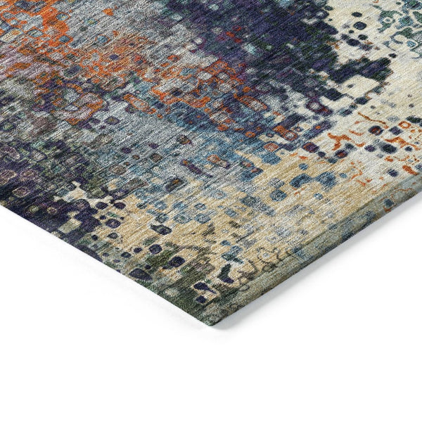 HomeRoots 5' X 8' Vibrant Blue, Orange & Ivory Abstract Washable Area Rug for Indoor & Outdoor Use 639981