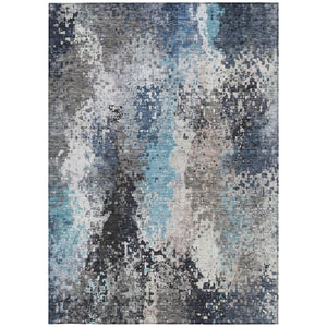HomeRoots 5' X 8' Contemporary Denim Blue & Gray Abstract Area Rug - Durable, Washable for Indoor/Outdoor Use 639987