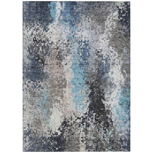 HomeRoots 5' X 8' Contemporary Denim Blue & Gray Abstract Area Rug - Durable, Washable for Indoor/Outdoor Use 639987
