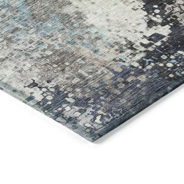HomeRoots 5' X 8' Contemporary Denim Blue & Gray Abstract Area Rug - Durable, Washable for Indoor/Outdoor Use 639987