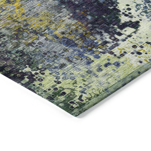 HomeRoots 5' X 8' Washable Abstract Area Rug in Green, Gold & Charcoal - Stylish Indoor/Outdoor Décor Solution 639993