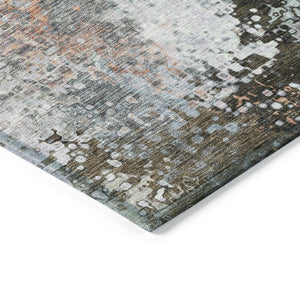 HomeRoots 5' X 8' Abstract Area Rug in Granite Gray, Ivory & Coral - Washable, Durable for Indoor/Outdoor Use 639999