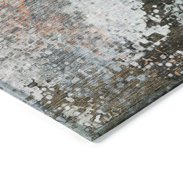 HomeRoots 5' X 8' Abstract Area Rug in Granite Gray, Ivory & Coral - Washable, Durable for Indoor/Outdoor Use 639999