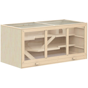 English Elm Pawhut Solid Wood Outdoor Cat House Two Story Shelter with Balcony Asphalt Roof W2225P173815