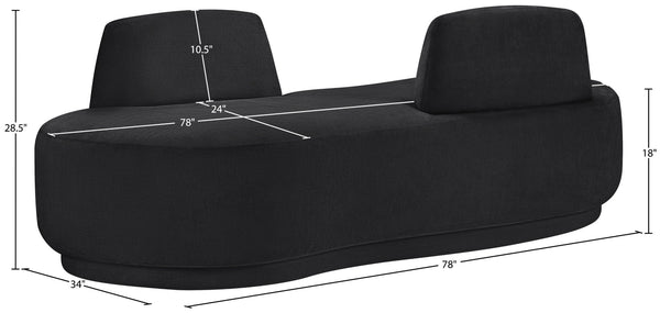 Meridian Furniture Argyle Reversible Chaise Lounge Sofa with Plush Upholstery for Modern Living Room Comfort Black Chenille Fabric 639Black-Chaise