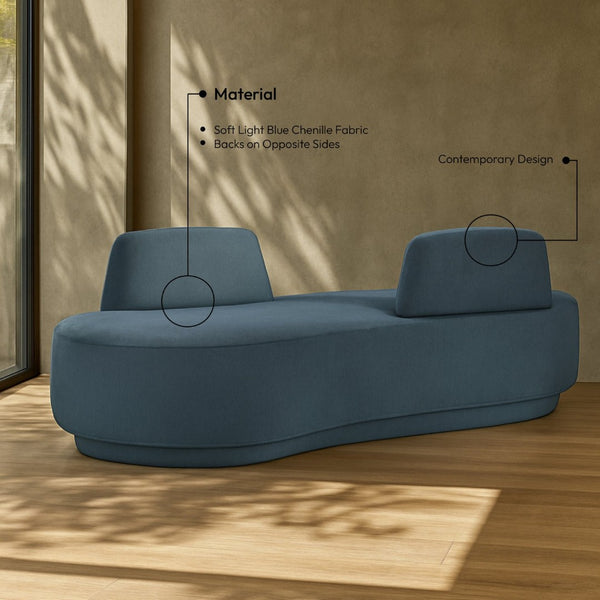 Meridian Furniture Argyle Reversible Chaise Lounge Sofa with Plush Upholstery for Modern Living Room Comfort Light Blue Chenille Fabric 639LtBlu-Chaise