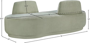 Meridian Furniture Argyle Reversible Chaise Lounge Sofa with Plush Upholstery for Modern Living Room Comfort Mint Chenille Fabric 639Mint-Chaise