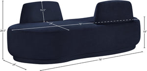 Meridian Furniture Argyle Reversible Chaise Lounge Sofa with Plush Upholstery for Modern Living Room Comfort Navy Chenille Fabric 639Navy-Chaise