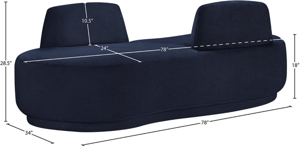 Meridian Furniture Argyle Reversible Chaise Lounge Sofa with Plush Upholstery for Modern Living Room Comfort Navy Chenille Fabric 639Navy-Chaise