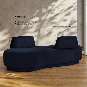 Meridian Furniture Argyle Reversible Chaise Lounge Sofa with Plush Upholstery for Modern Living Room Comfort Navy Chenille Fabric 639Navy-Chaise