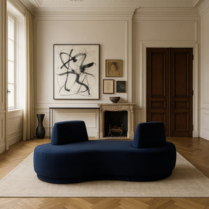Meridian Furniture Argyle Reversible Chaise Lounge Sofa with Plush Upholstery for Modern Living Room Comfort Navy Chenille Fabric 639Navy-Chaise