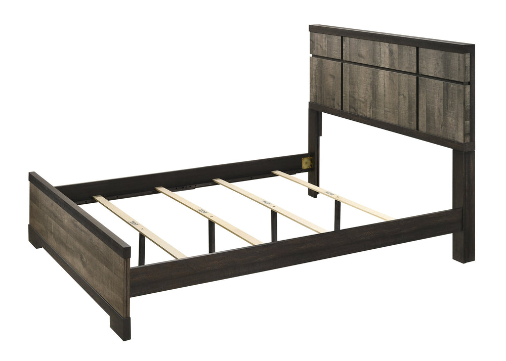English Elm 1Pc Contemporary King Panel Bed - Gray-Ebony Finish, Minimalist Design, Simple Assembly & Versatile Style B2741S00403