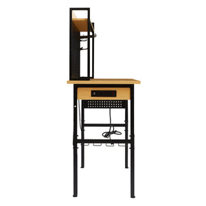 English Elm 48''adjustable Rolling Workbench Steel Frame Pegboard Outlets Garage Workshop W1162P223029