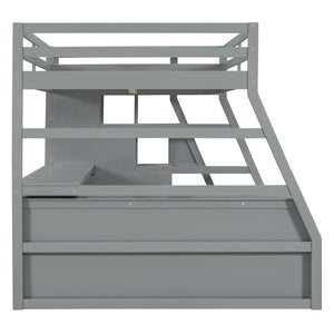 English Elm Full Size Kids Loft Bed with Integrated Desk Seven Drawers and Open Shelving Gray LT000649AAE-3