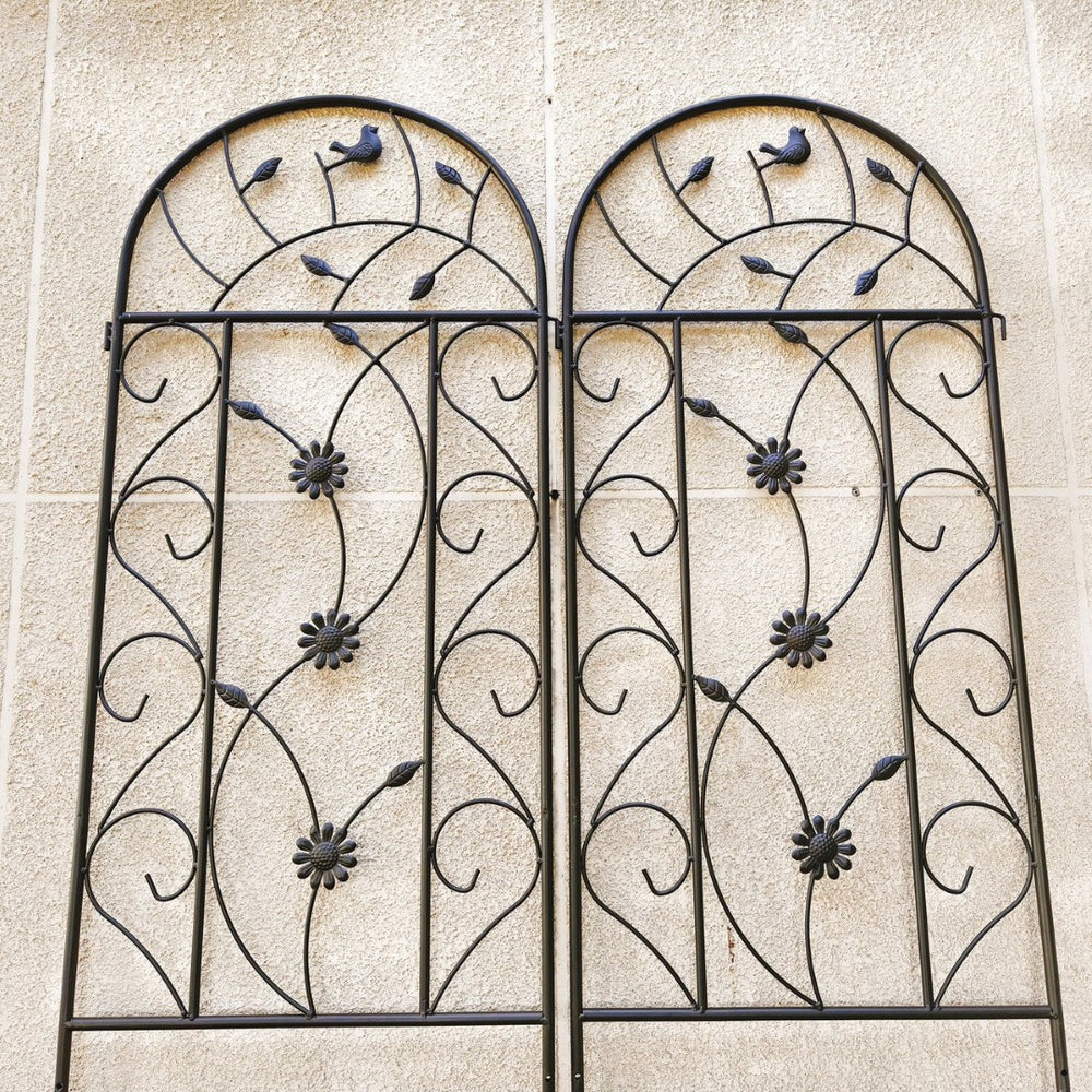 English Elm 2 Pack Powder Coated Steel Garden Trellis Tall Rustproof Climbing Plant Support Panels W1586P243847