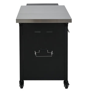 English Elm Outdoor Bbq Prep Cart Rolling Stainless Steel Grill Station with Foldable Work Surface Black N719P407404B