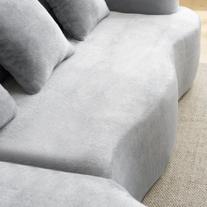 English Elm Full L-Shape Sectional Sofa with Curved Chaise, Modular Chenille Couch, High-Density Comfort for Apartment Living Grey W3612S00005
