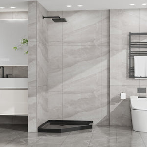 English Elm Goodyo Neo-angle Corner Shower Base Acrylic Abs Matte Black Low Profile Design D163147917
