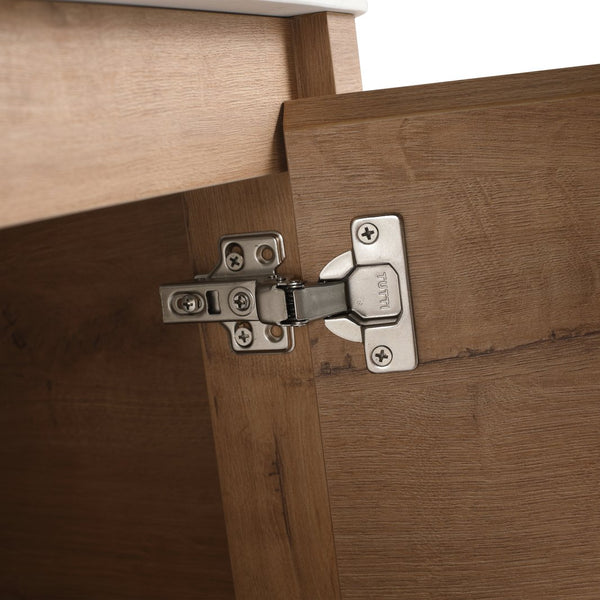 English Elm 36'' Wall-Mounted Bathroom Vanity With Ceramic Sink, Soft-Close Door, Stylish Shelves & Easy Assembly W999S00406