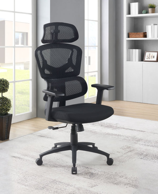 OSP Home Furnishings Mesh Back Ergonomic Manager Chair with Lumbar Support Adjustable Headrest and Padded Seat EM98958HR-3