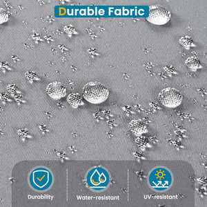 English Elm 4 Pieces Outdoor Sectional Sofa Set with Water-Resistant Cushions, Woven Rope Detail & Acacia Table Grey N719Z000130E