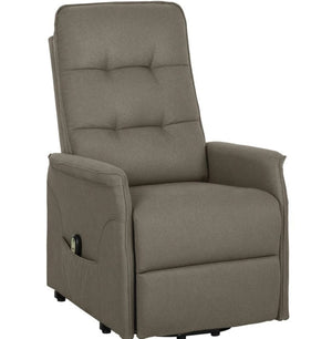 English Elm Fabric Power Lift Recliner Chair with Tufted Linen Feel Upholstery and Side Storage Pocket Coffee T3971P412407